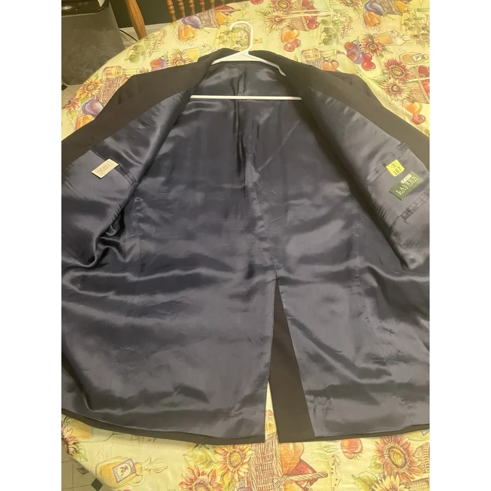 Lauren Ralph Lauren Windowpane 100% Wool Blazer 42R Navy Sport Coat